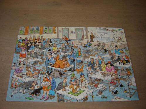 Puzzel Jan van Haasteren DE KATTENSHOW 1000 st., Hobby en Vrije tijd, Denksport en Puzzels, Zo goed als nieuw, Legpuzzel, 500 t/m 1500 stukjes
