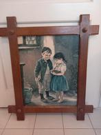 Vintage schilderij jongen  / meisje, Antiek en Kunst, Kunst | Schilderijen | Klassiek, Ophalen of Verzenden