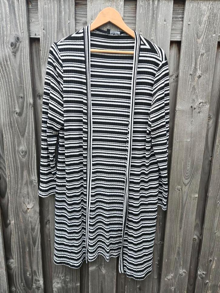 Lang vest zwart/wit Norah Maat 48, Kleding | Dames, Grote Maten, Zo goed als nieuw, Trui of Vest, Zwart, Ophalen of Verzenden