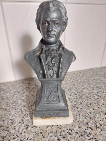 Antieke buste Mozart metaal klassieke muziek beeld  beschikbaar voor biedingen