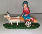 Vintage tafereel figuur op wagen met os plastic Italy, Verzamelen, Gebruikt, Ophalen of Verzenden