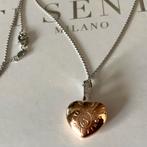 Nieuw Ti-Sento ketting incl gouden roze hart kettinghanger, Nieuw, Met hanger, Zilver, Verzenden