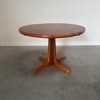 Deense teak eettafel uitschuifbaar rond ovaal jaren 60 70 80, Huis en Inrichting, Tafels | Eettafels, Ophalen, 100 tot 150 cm