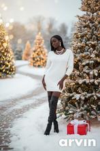 Gebreide jurk met pareltjes, Ophalen of Verzenden, Nieuw, Maat 38/40 (M), Wit