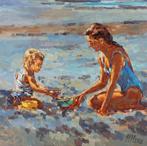 Henri Hess,moeder met kind aan het strand, doekmaat100x100cm, Ophalen