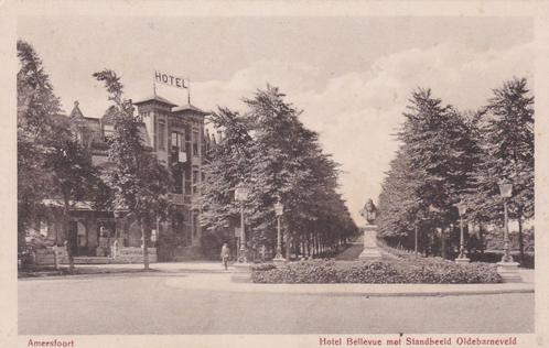 16464 Amersfoort Hotel bellevue met standbeeld oldebarneveld, Verzamelen, Ansichtkaarten | Nederland, Gelopen, Utrecht, Voor 1920