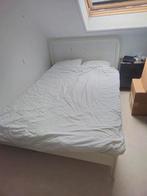 Ikea Nesstun metalen bed 140x200, Gebruikt, Wit, Tweepersoons, 200 cm