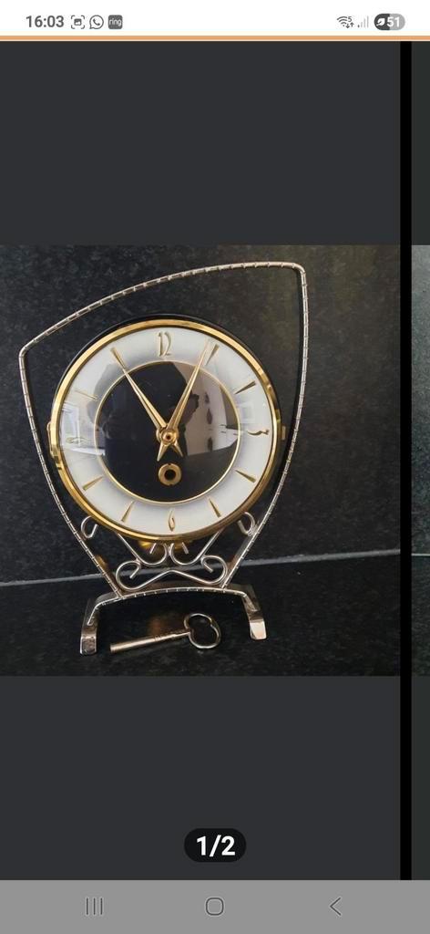 Vintage Tafelklok met Sleutel, Antiek en Kunst, Antiek | Klokken, Ophalen of Verzenden