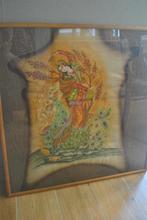 Schilderij,  kunstwerk, beschilderd leer, Antiek en Kunst, Ophalen