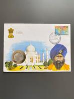 India FDC met Munt en Postzegel VN, Ophalen of Verzenden, Onbeschreven, Rest van de wereld