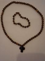 Natuursteen ketting, armband, Ophalen of Verzenden, Nieuw, Bruin, Steen of Mineraal