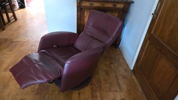 Lederen Relaxfauteuil Draaibaar Bordeauxrood (2x) beschikbaar voor biedingen