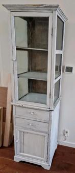 Houten vintage vitrinekast, Ophalen, Gebruikt, 50 tot 100 cm, 150 tot 200 cm