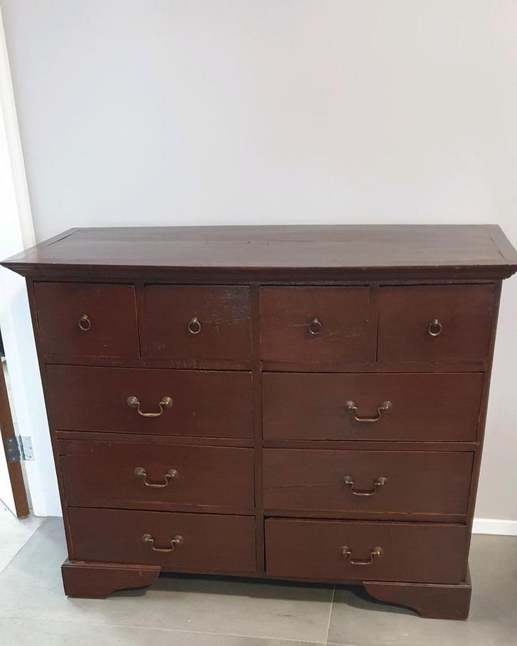 Engelse ladenkast, teak, Huis en Inrichting, Kasten | Ladekasten, Minder dan 100 cm, 50 tot 100 cm, 25 tot 50 cm, Ophalen