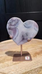 Roze amethist hart in houder, Ophalen of Verzenden