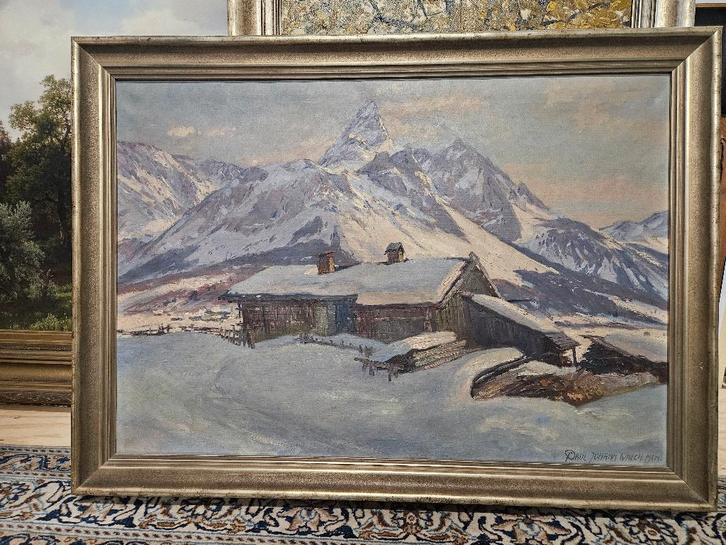 Paul Johann Walch schilderij Alpenlanschap, Antiek en Kunst, Kunst | Schilderijen | Klassiek, Ophalen