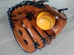 Honkbal handschoen met echt leren bal, Sport en Fitness, Honkbal en Softbal, Ophalen of Verzenden, Zo goed als nieuw, Handschoen