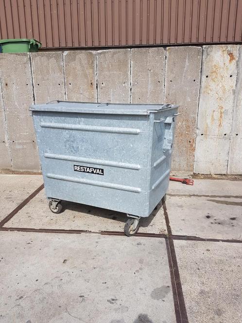 AANBIEDING! 1600L stalen rolcontainer, Huis en Inrichting, Woonaccessoires | Prullenbakken, Gebruikt, Metaal, 75 cm of meer, 40 liter of meer