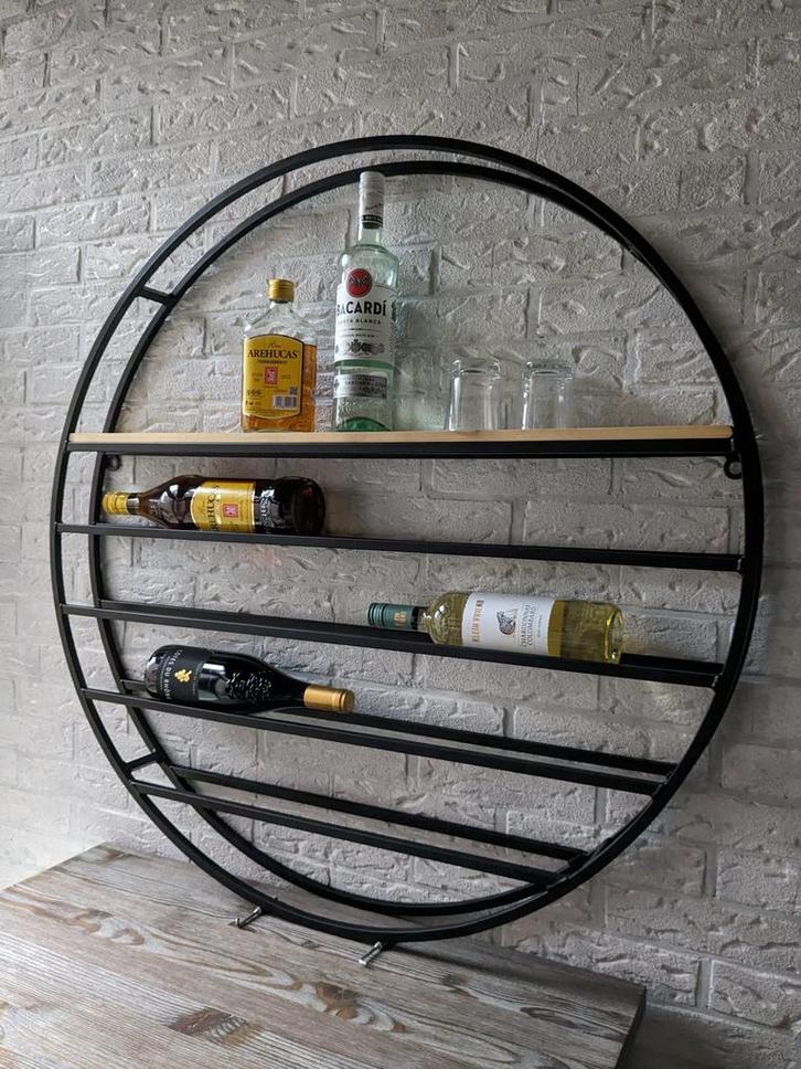 Cadeautip , handgemaakt wijnrek/ drankrek, Huis en Inrichting, Woonaccessoires | Wijnrekken, Nieuw, 75 cm of meer, Metaal, 5 tot 15 flessen