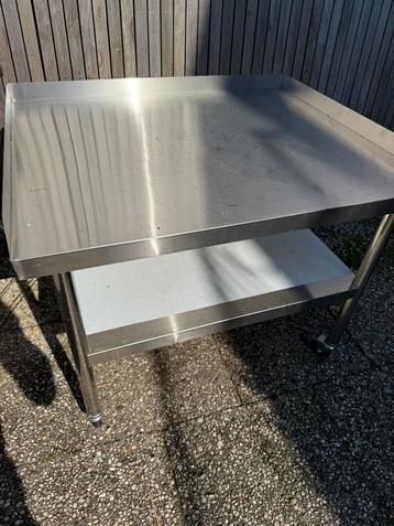 Bakkers / horeca bijzet tafel op wielen. Kwaliteit RVS.  beschikbaar voor biedingen