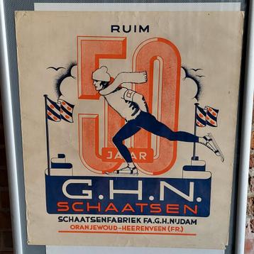 Oud reclameaffiche G.H.N. schaatsen beschikbaar voor biedingen
