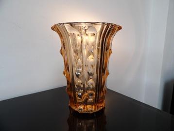 Art Deco Boheemse Vaas Stolzle, orange beschikbaar voor biedingen