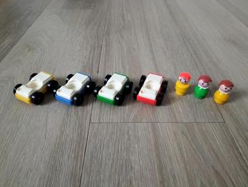 Vintage Fisher Price 4x Auto En 3x Poppetjes Jaren 70 beschikbaar voor biedingen