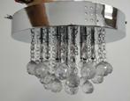Plafondlamp verchroomd met glazen hangertjes, Ophalen, Zo goed als nieuw