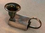 Zilveren Kandelaar met Luciferdoosjeshouder, Gebruikt, Ophalen of Verzenden, Grijs, Zilver