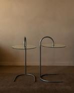 Set van 2 vintage IKEA “RY” bijzettafels jaren 80/90, Minder dan 55 cm, Gebruikt, Rond, Glas