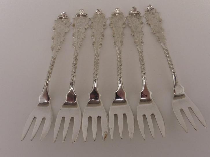 6 zilveren vorkjes Hanekam                              Z112, Antiek en Kunst, Antiek | Goud en Zilver, Zilver, Ophalen of Verzenden