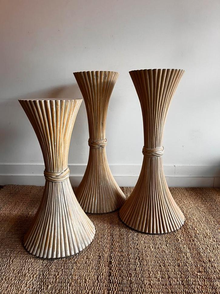 DIV Rotan bamboe diabolo zuil McGuire Mid Century Vintage, Huis en Inrichting, Woonaccessoires | Zuilen en Pilaren, Zo goed als nieuw