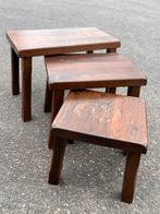 Eiken bijzet tafeltjes, Minder dan 55 cm, Gebruikt, Rechthoekig, Hout