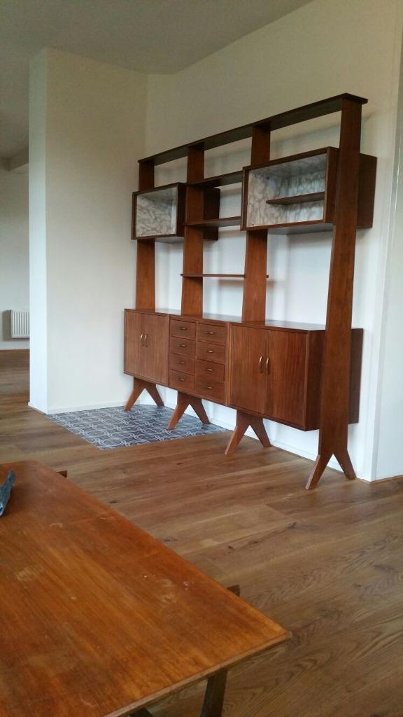 Vintage wandkast wandsysteem, Huis en Inrichting, Kasten | Boekenkasten, Gebruikt, 200 cm of meer, 150 tot 200 cm, 25 tot 50 cm