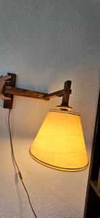 Vintage schaarlamp / treklamp eikenhout met kap, Huis en Inrichting, Lampen | Wandlampen, Ophalen of Verzenden, Gebruikt, Hout