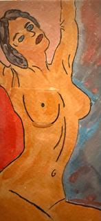 Aquarel: Prachtige Vrouw, Antiek en Kunst, Kunst | Tekeningen en Foto's, Verzenden