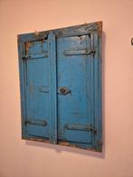 Oude blauwe spiegel met luiken, Ophalen, Gebruikt, Minder dan 100 cm, Rechthoekig