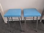 krukjes Vintage Brabantia kruk blauw skai chrome buisframe, Ophalen of Verzenden, Gebruikt, Staal