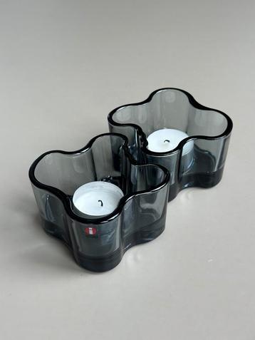 2 Iittala waxinelichtjes houders grijs blauw Alvar Aalto beschikbaar voor biedingen
