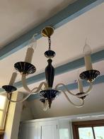 Italiaanse kroonluchter met blauw porselein, Ophalen of Verzenden, Zo goed als nieuw