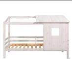 Bed Ties (met dak en zijwand) - Whitewash (Leen bakker), Ophalen, 85 tot 100 cm, Zo goed als nieuw, Lattenbodem