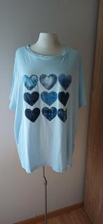 Licht blauw shirt met hartjes print, valt als maat 48, Kleding | Dames, T-shirts, Blauw, Maat 46/48 (XL) of groter, Nieuw, Ophalen of Verzenden