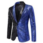 Heren blauw zwart glitter colbert / mannen blazer paillet, Kleding | Heren, Kostuums en Colberts, Verzenden, Nieuw, Overige maten