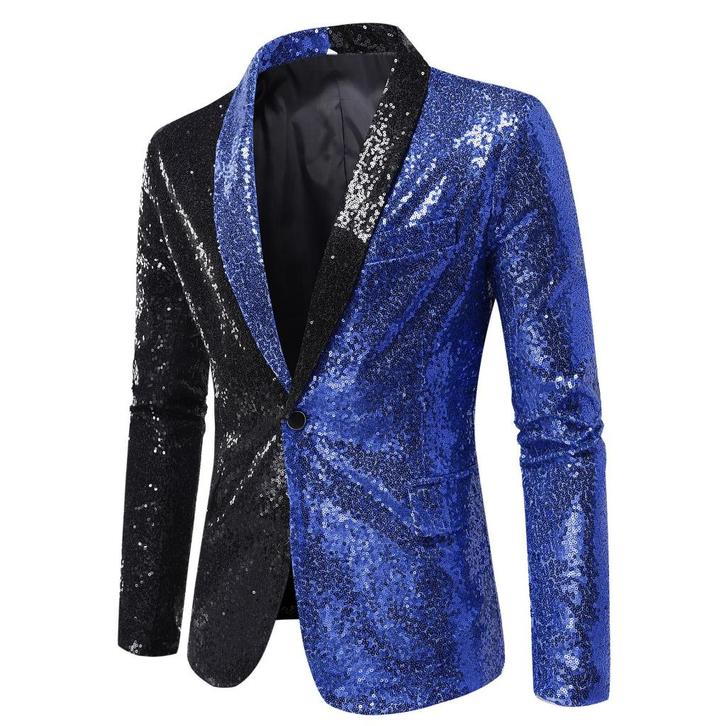 Heren blauw zwart glitter colbert / mannen blazer paillet, Kleding | Heren, Kostuums en Colberts, Nieuw, Overige maten, Overige kleuren