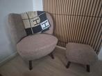Bijna nieuwe fauteuil met voetenbankje bruin teddy,, Huis en Inrichting, Ophalen of Verzenden, Zo goed als nieuw, 75 tot 100 cm