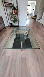 Salontafel, glas, granieten & geborsteld RVS onderstel, Huis en Inrichting, Tafels | Salontafels, Ophalen, 100 tot 150 cm, 50 tot 100 cm