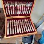 Antiek verzilverd bestekset in houten kist, Ophalen of Verzenden