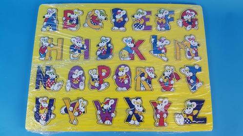 Vintage houten puzzel Alfabet en muizen, compleet. 6C6, Kinderen en Baby's, Speelgoed | Kinderpuzzels, Gebruikt, Ophalen of Verzenden