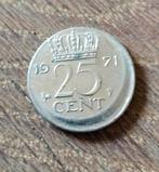 Misslag kwartje uit 1971, Ophalen of Verzenden, Koningin Juliana, 25 cent