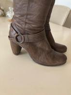 Bruine leren laarzen met hakje 7 cm hoog 36, Ophalen, Pumps, Zo goed als nieuw, Bruin
